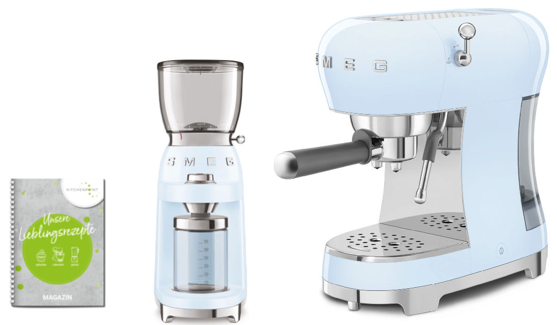 SMEG Espressomaschine Set Pastellblau