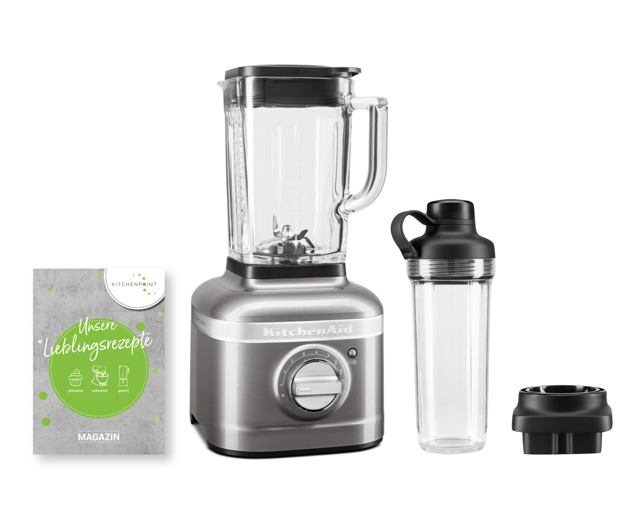 KitchenAid Blender K400 ToGo Mixbecher Set Medallion Silber KitchenAid Blender K400 ToGo Mixbecher Set Medallion Silber
