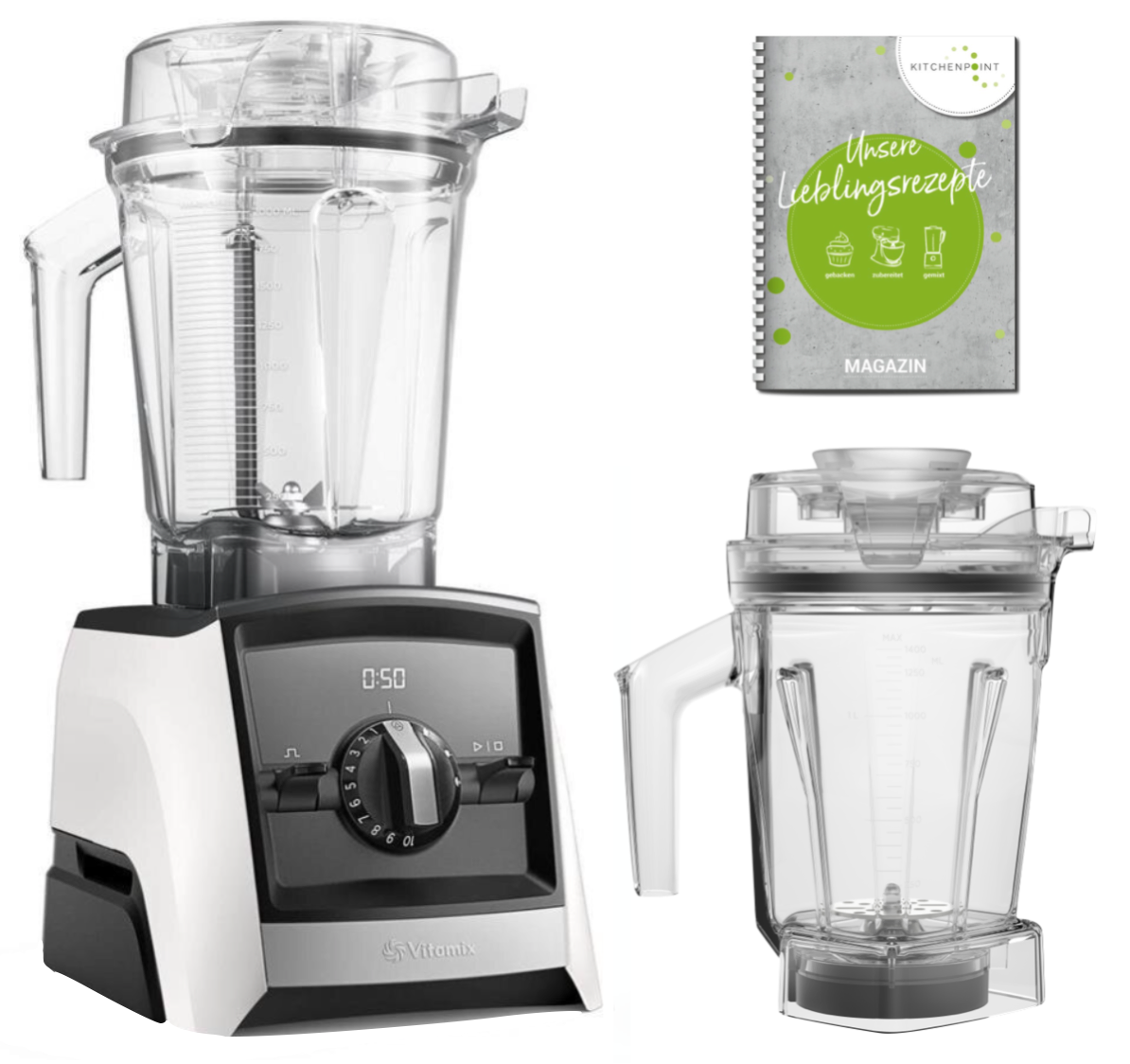 Vitamix ASCENT Mixer A2500i Aer Disc Behälter Set - Weiß  Vitamix ASCENT Mixer A2500i Aer Disc Behälter Set - Weiß