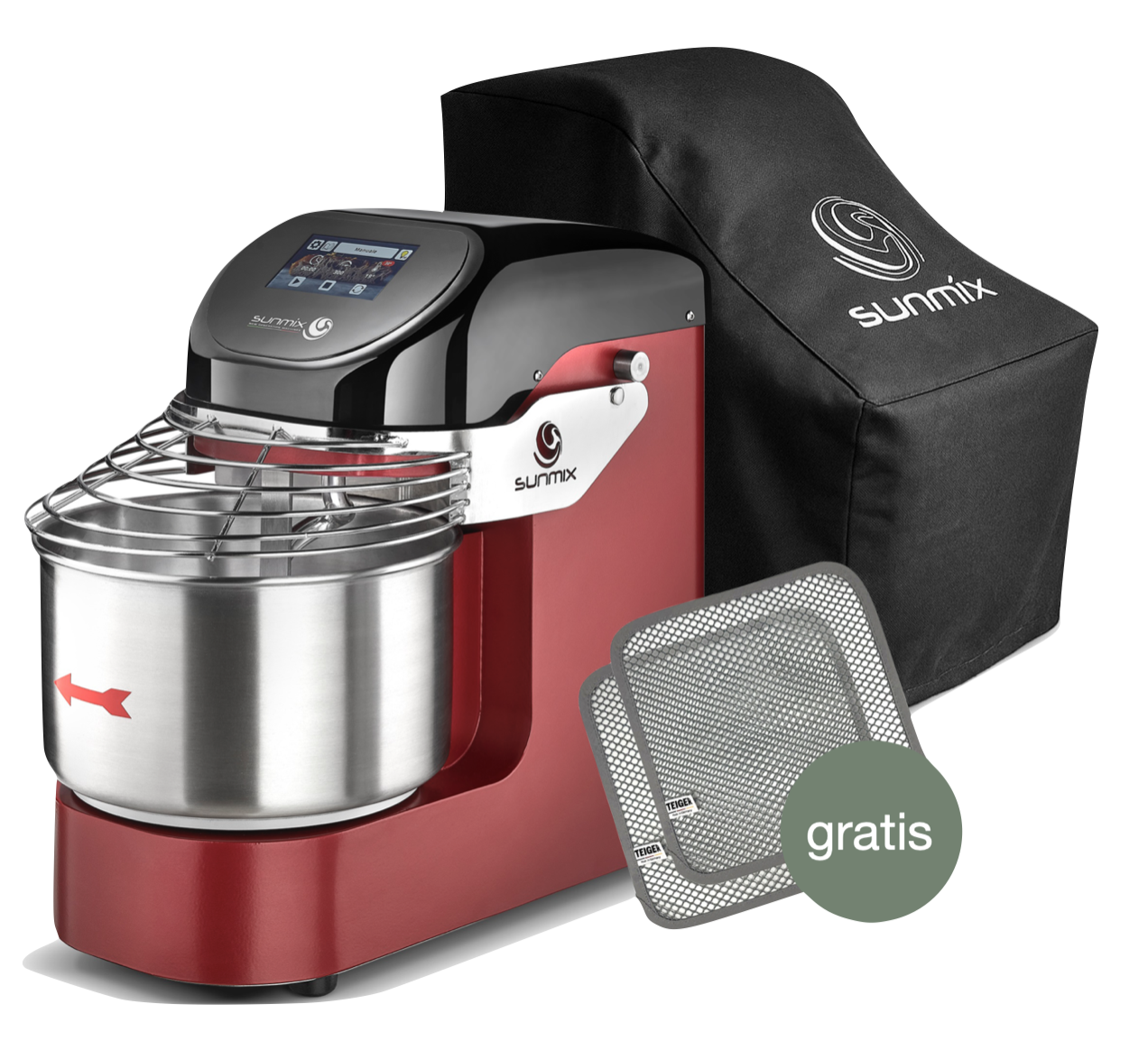 Sunmix EVO Line 6 Spiralkneter Rubinrot - Set inkl. Abdeckhaube - Kitchenpoint.de