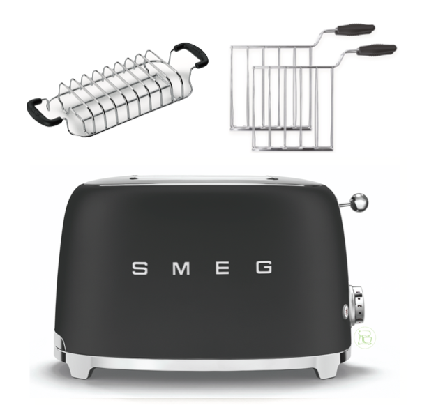 SMEG Toaster TSF01 Matt Schwarz Komplett Set - TSF01BLMEU - Kitchenpoint.de