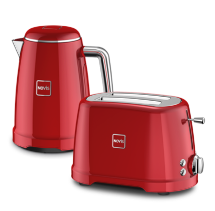 Novis Wasserkocher Toaster Set Rot K1 und T2 KitchenPoint