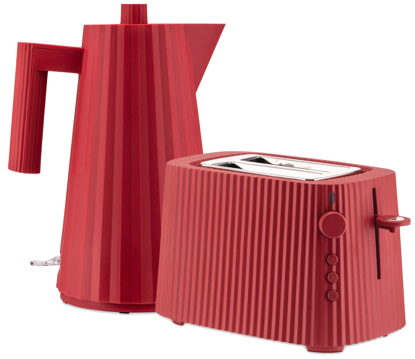 Alessi Plissé  Wasserkocher - Toaster Set Rot