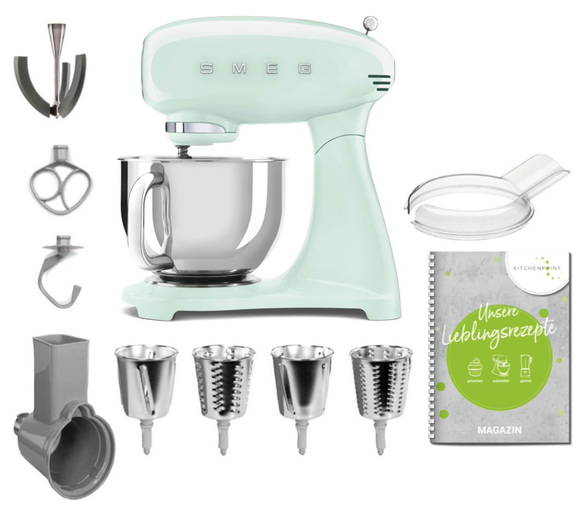 SMEG Küchenmaschine SMF03 Vollfarbe - Gemüse Set Pastellgrün SMEG Küchenmaschine SMF03 Vollfarbe - Gemüse Set Pastellgrün
