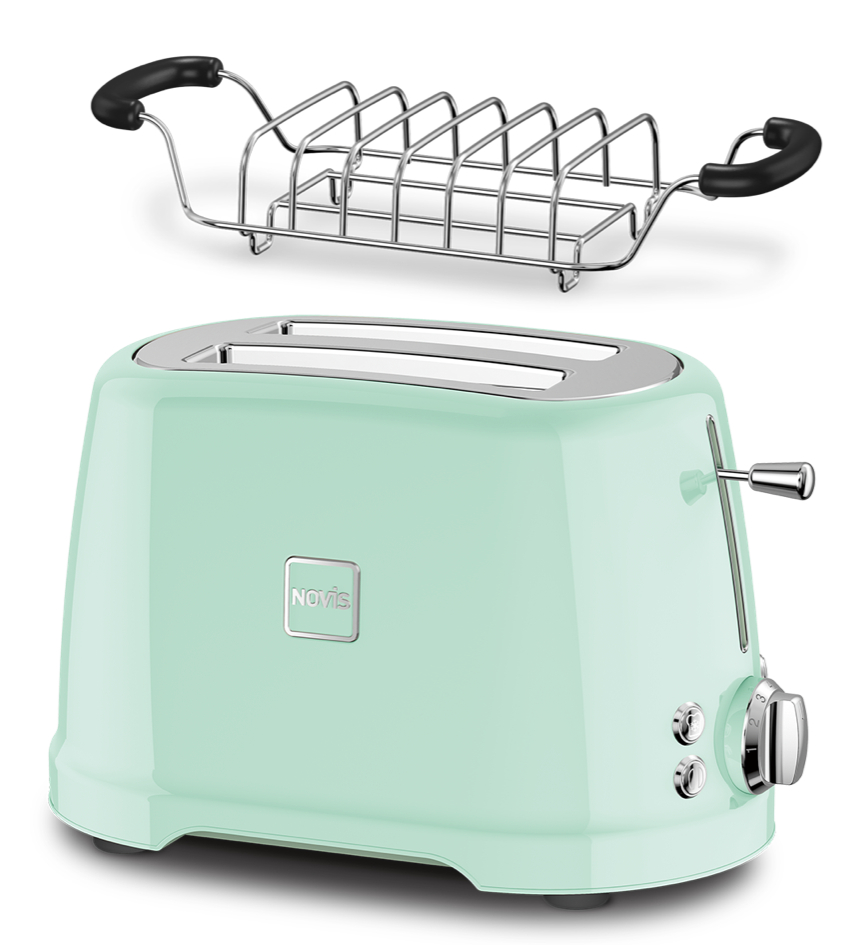 Novis Toaster T2 mit Brötchenaufsatz Neo Mint