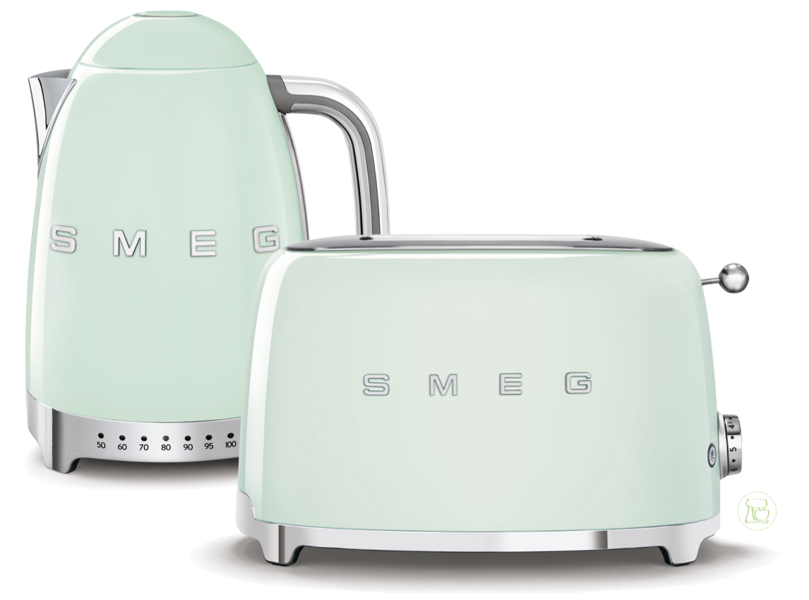 SMEG Wasserkocher mit Temperaturregelung - Toaster Set Pastellgrün