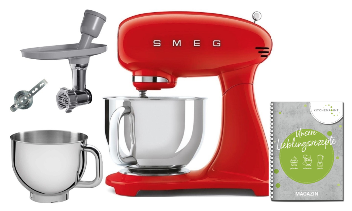 SMEG Küchenmaschine SMF05 Vollfarbe - Back Mega Set Rot