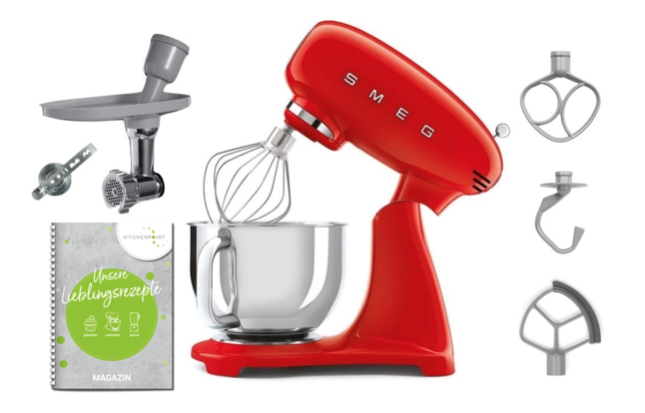 SMEG Küchenmaschine SMF05 Vollfarbe - Back Set Rot