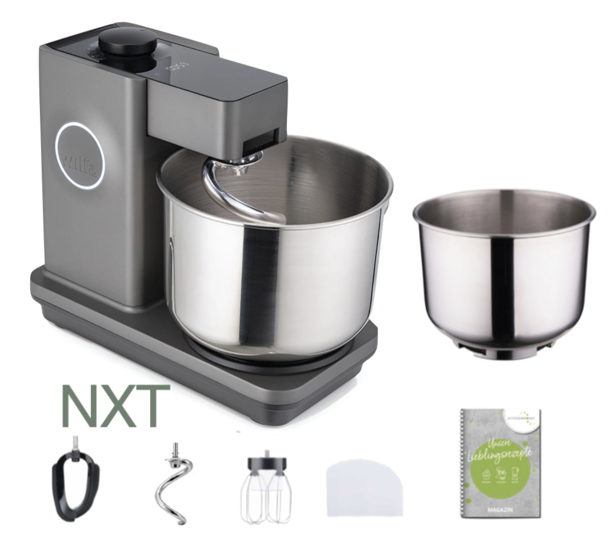Wilfa Küchenmaschine PROBAKER NXT, Grau - Schüssel Set