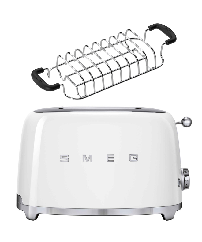 SMEG Toaster TSF01 mit Brötchenaufsatz Weiß