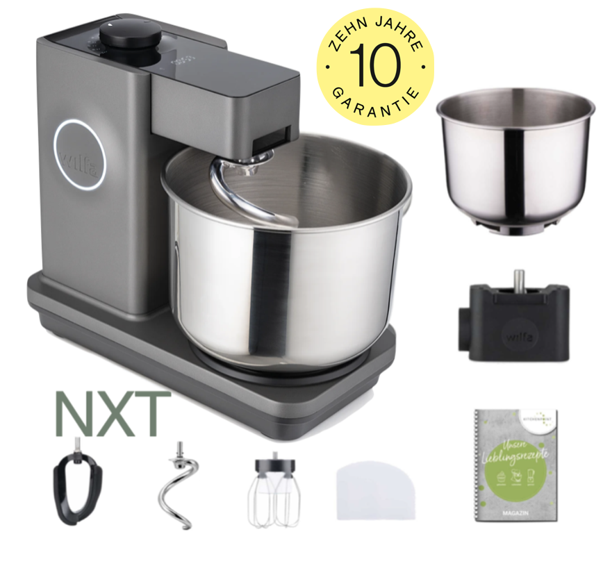 Wilfa Küchenmaschine PROBAKER NXT, Grau - Schüssel Set inkl. Adapter