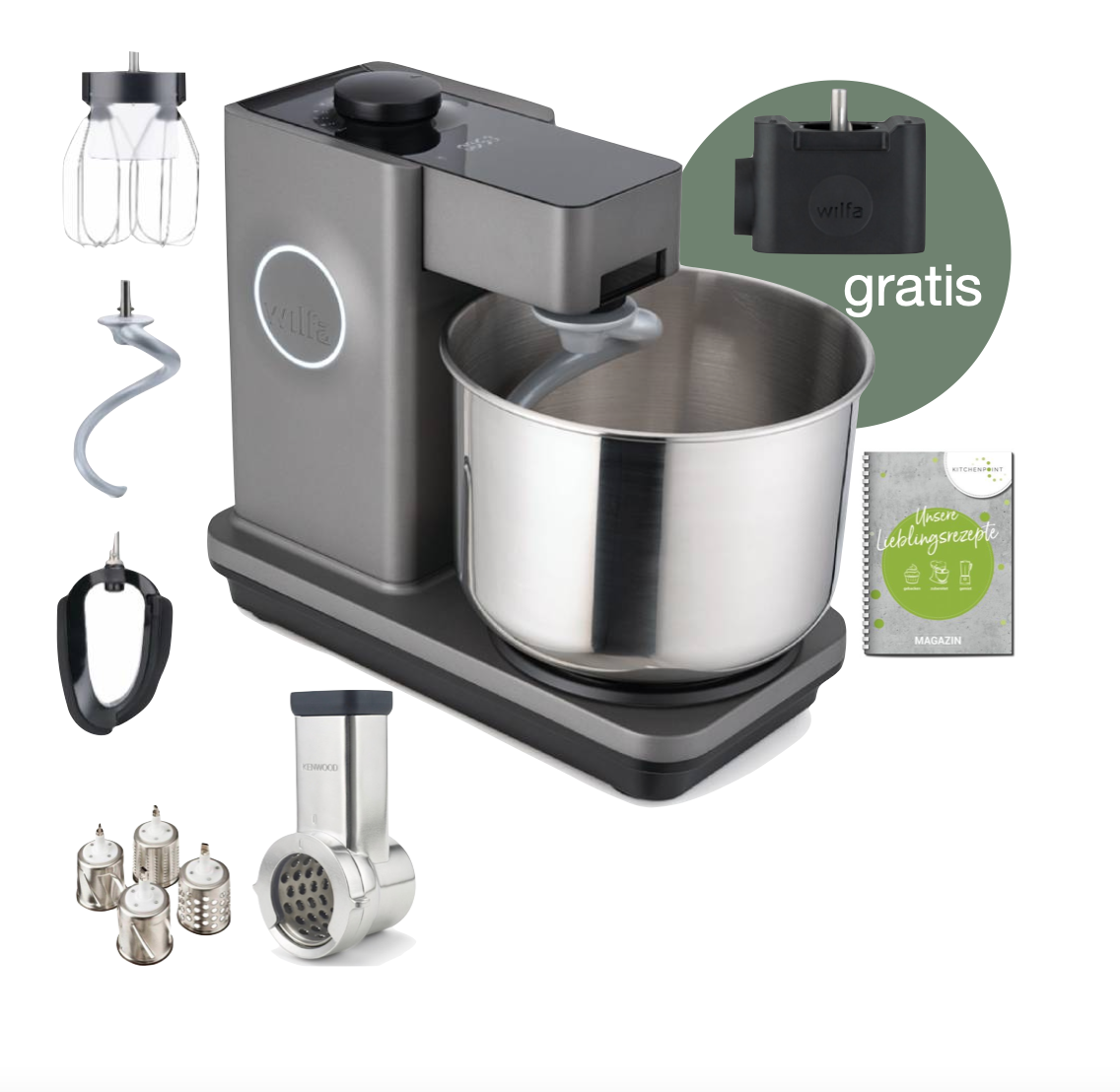 Wilfa Küchenmaschine Probaker Timer grau - Gemüse Set