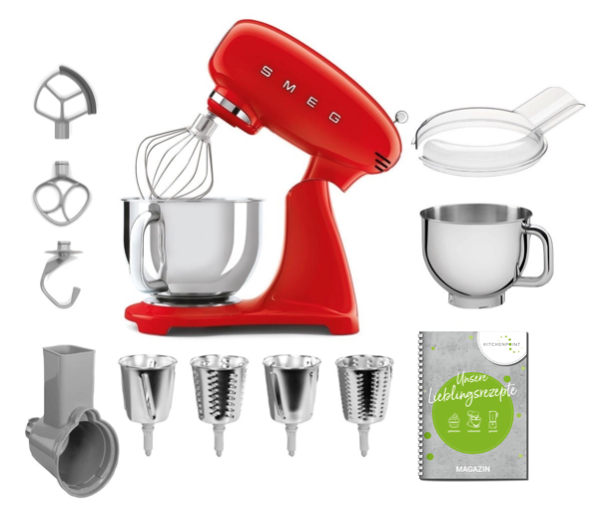 SMEG Küchenmaschine SMF05 Vollfarbe - Gemüse Mega Set Rot