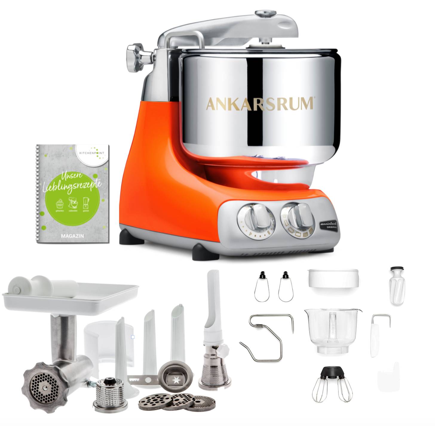 Ankarsrum Küchenmaschine Assistent Pure Orange - Komplett Set 