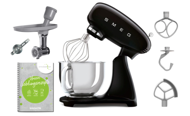 SMEG Küchenmaschine SMF05 Vollfarbe Schwarz - Back Set