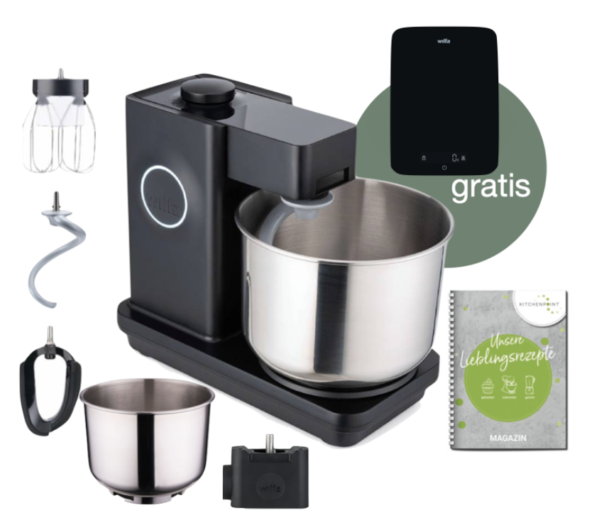 Wilfa Küchenmaschine Probaker schwarz - Schüssel Set inkl. Adapter - Kitchenpoint.de