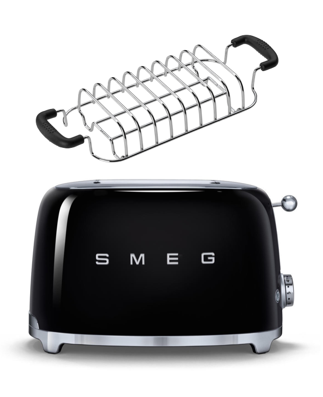 SMEG Toaster TSF01 mit Brötchenaufsatz schwarz - TSF01BLEU - Kitchenpoint.de