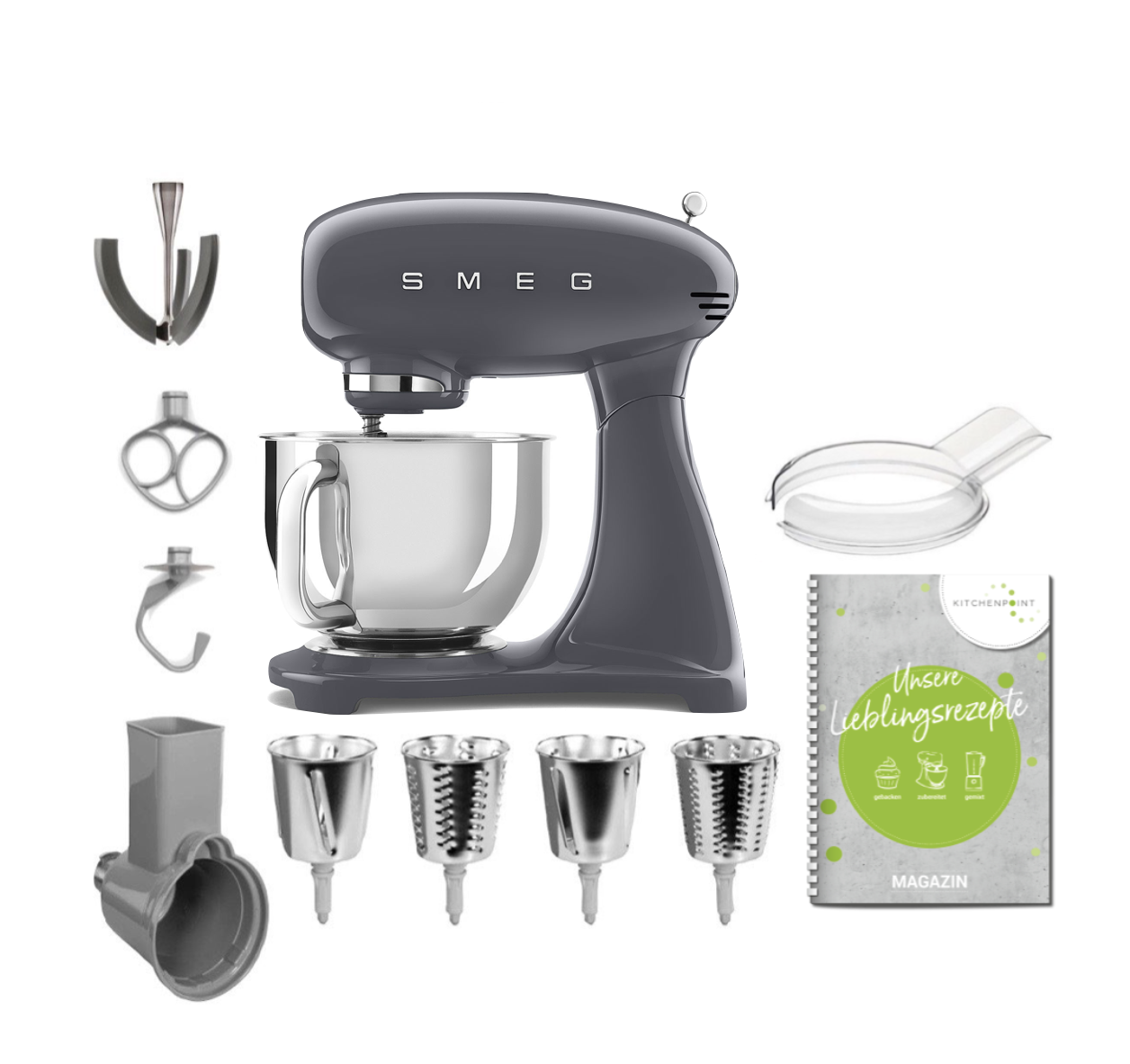 SMEG Küchenmaschine SMF03 Vollfarbe - Gemüse Mega Set Anthrazit-grau SMEG Küchenmaschine SMF03 Vollfarbe - Gemüse Mega Set Anthrazit-grau