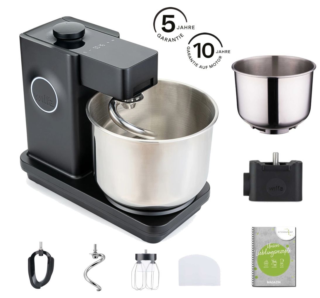 Wilfa Küchenmaschine Probaker Timer schwarz - Schüssel Set inkl. Adapter
