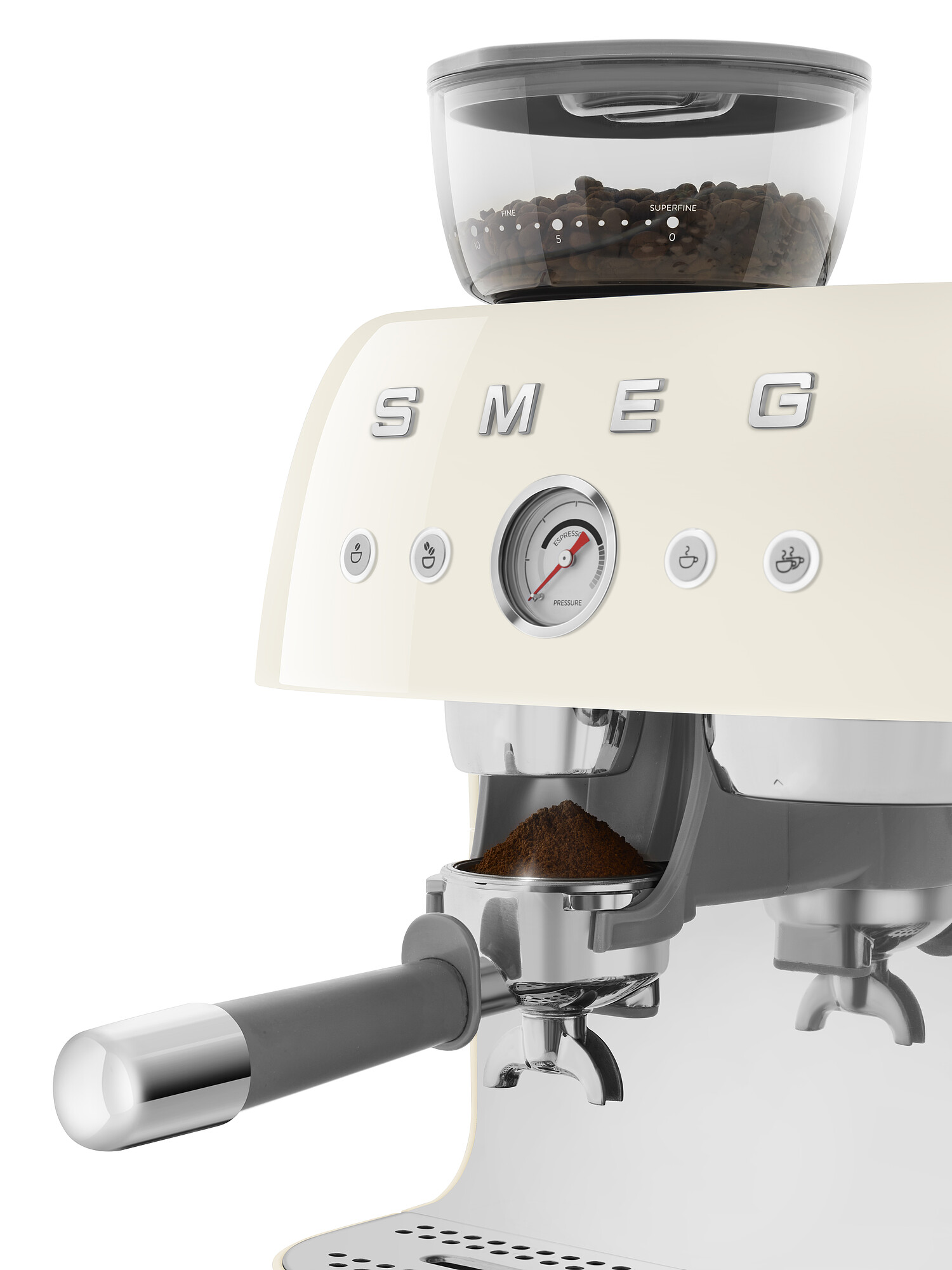 SMEG Espressomaschine mit integrierter Kaffeemühle Creme