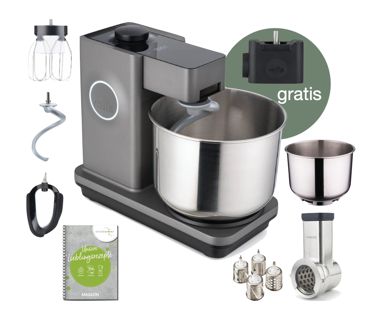 Wilfa Küchenmaschine Probaker Timer grau - Gemüse Mega Set