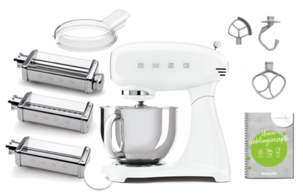 SMEG Küchenmaschine SMF05 Vollfarbe - Pasta Set Weiß