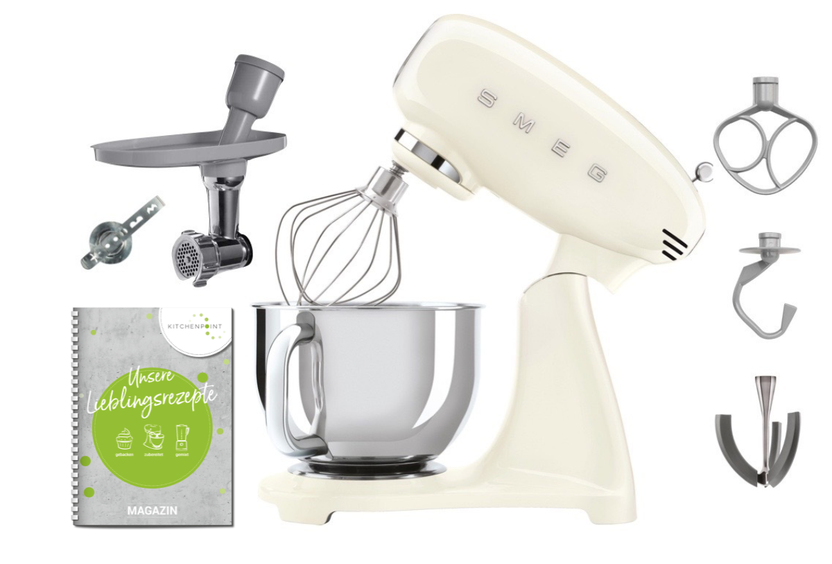 SMEG Küchenmaschine SMF05 Vollfarbe Creme - Back Set