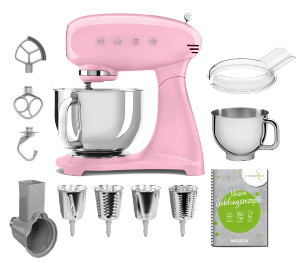 SMEG Küchenmaschine SMF05 Vollfarbe - Gemüse Mega Set Cadillac Pink