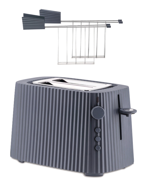 Alessi Plissé Toaster mit Zange - Set Grau