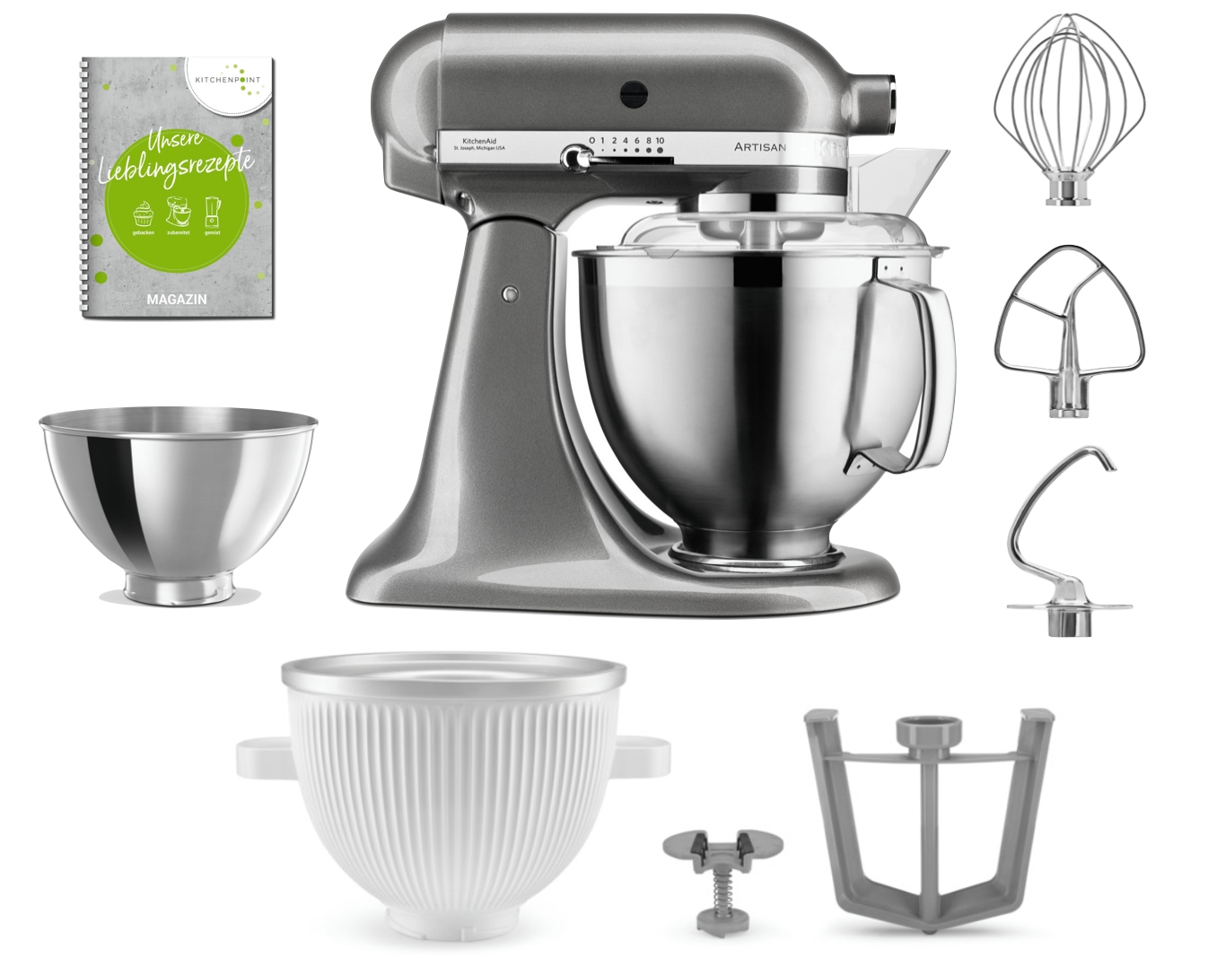 KitchenAid Küchenmaschine 185 Eis Set Medallion Silber KitchenAid Küchenmaschine 185 Eis Set Medallion Silber