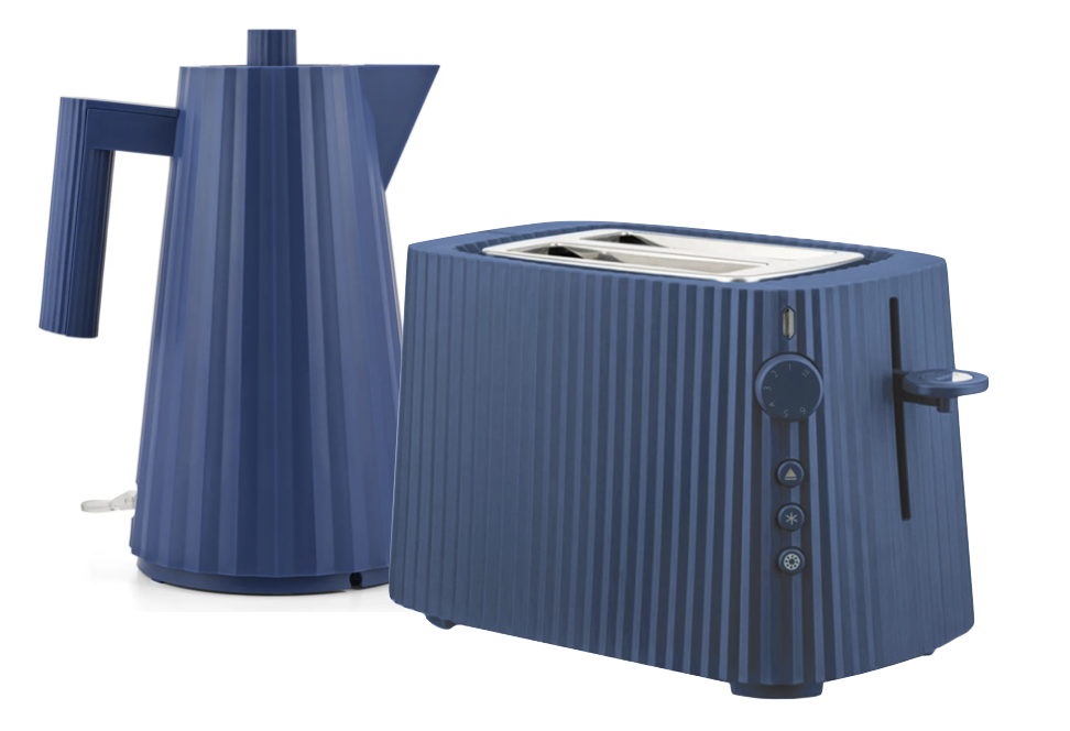 Alessi Plissé Wasserkocher - Toaster Set Blau - Kitchenpoint.de