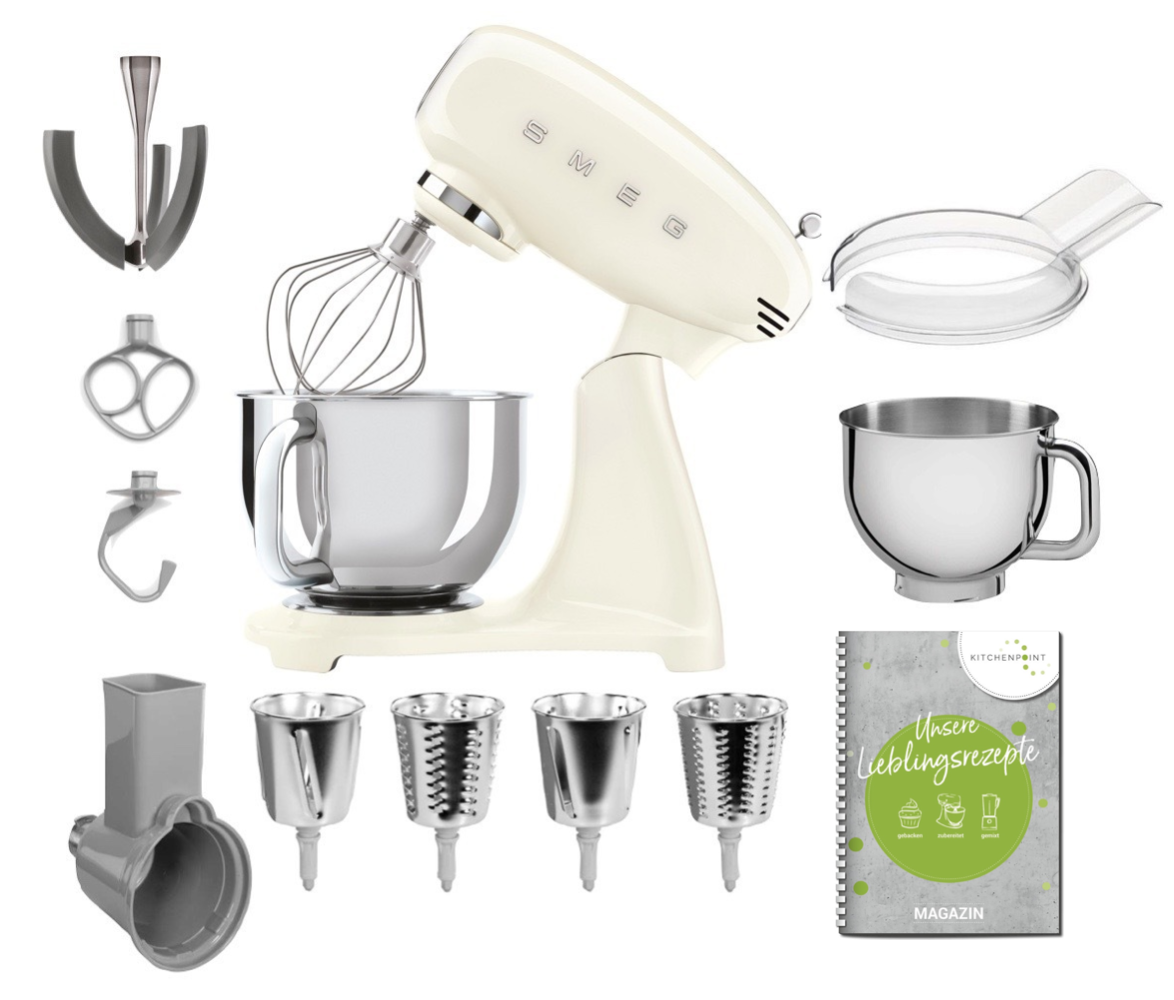 SMEG Küchenmaschine SMF03 Vollfarbe - Gemüse Mega Set Creme  SMEG Küchenmaschine SMF03 Vollfarbe - Gemüse Mega Set Creme