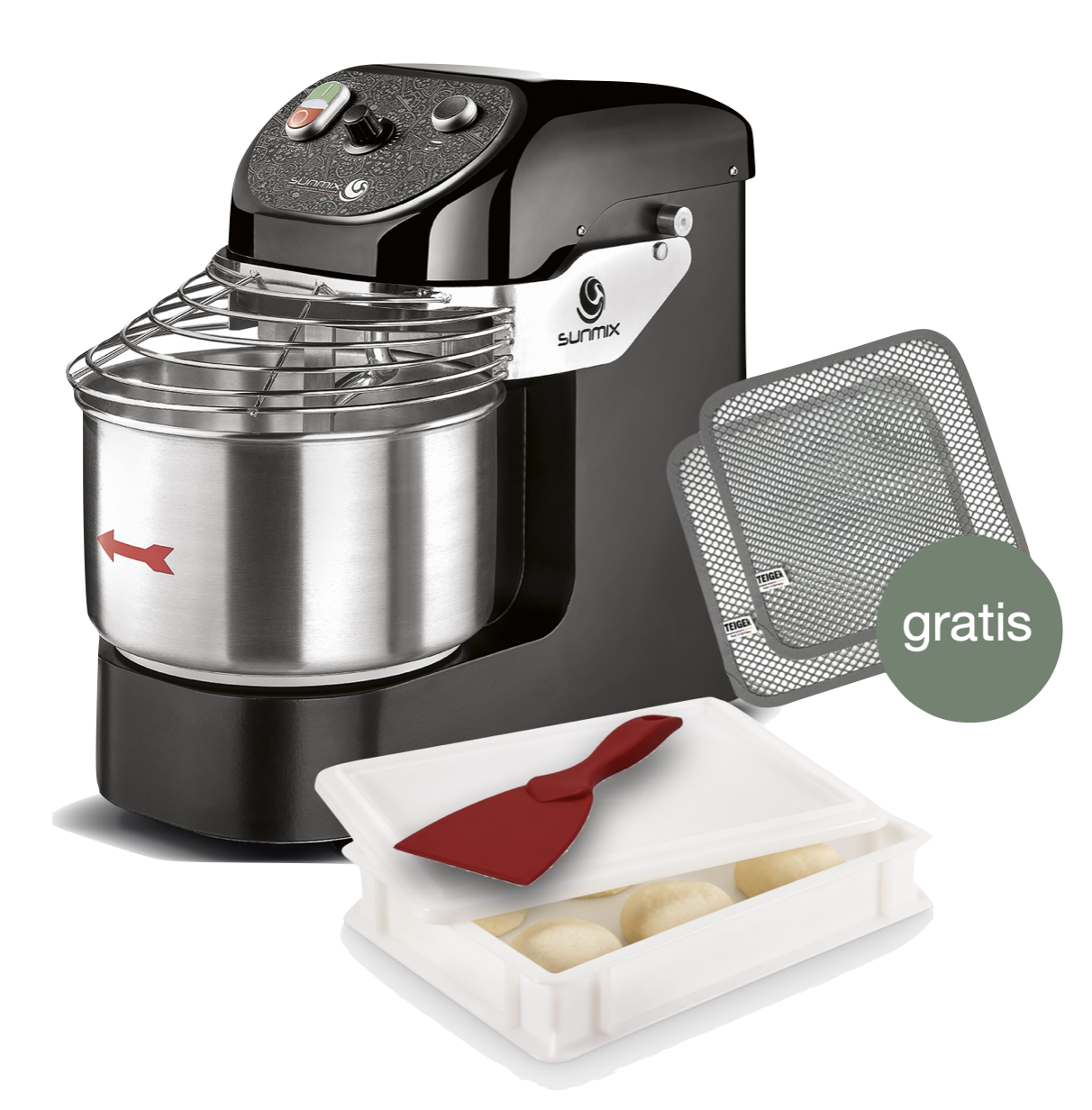 Sunmix Easy Line 6 Spiralkneter Schwarz - Pizza Set - Kitchenpoint.de
