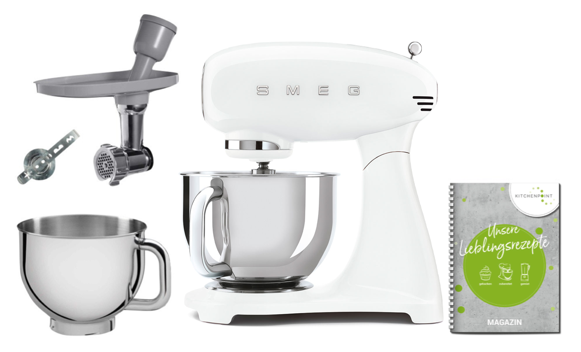 SMEG Küchenmaschine SMF05 Vollfarbe - Back Mega Set Weiß