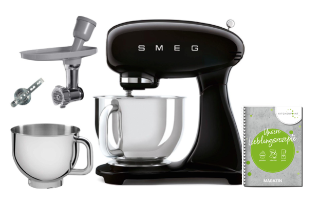 SMEG Küchenmaschine SMF05 Vollfarbe - Back Mega Set Schwarz