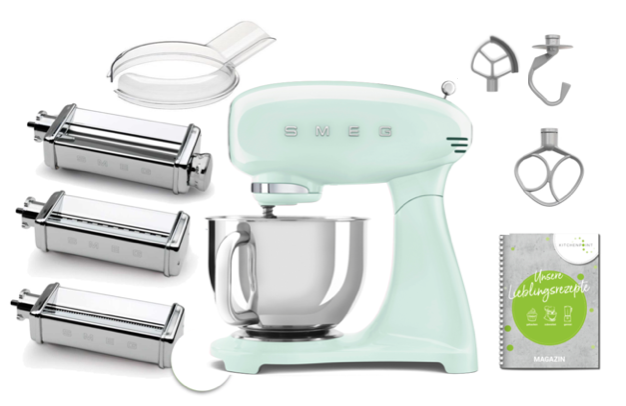 SMEG Küchenmaschine SMF05 Vollfarbe - Pasta Set Pastellgrün