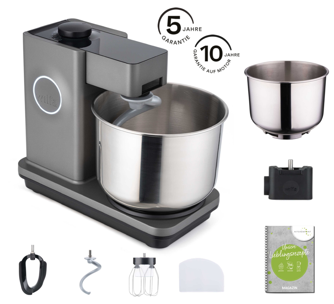 Wilfa Küchenmaschine Probaker grau - Schüssel Set inkl. Adapter