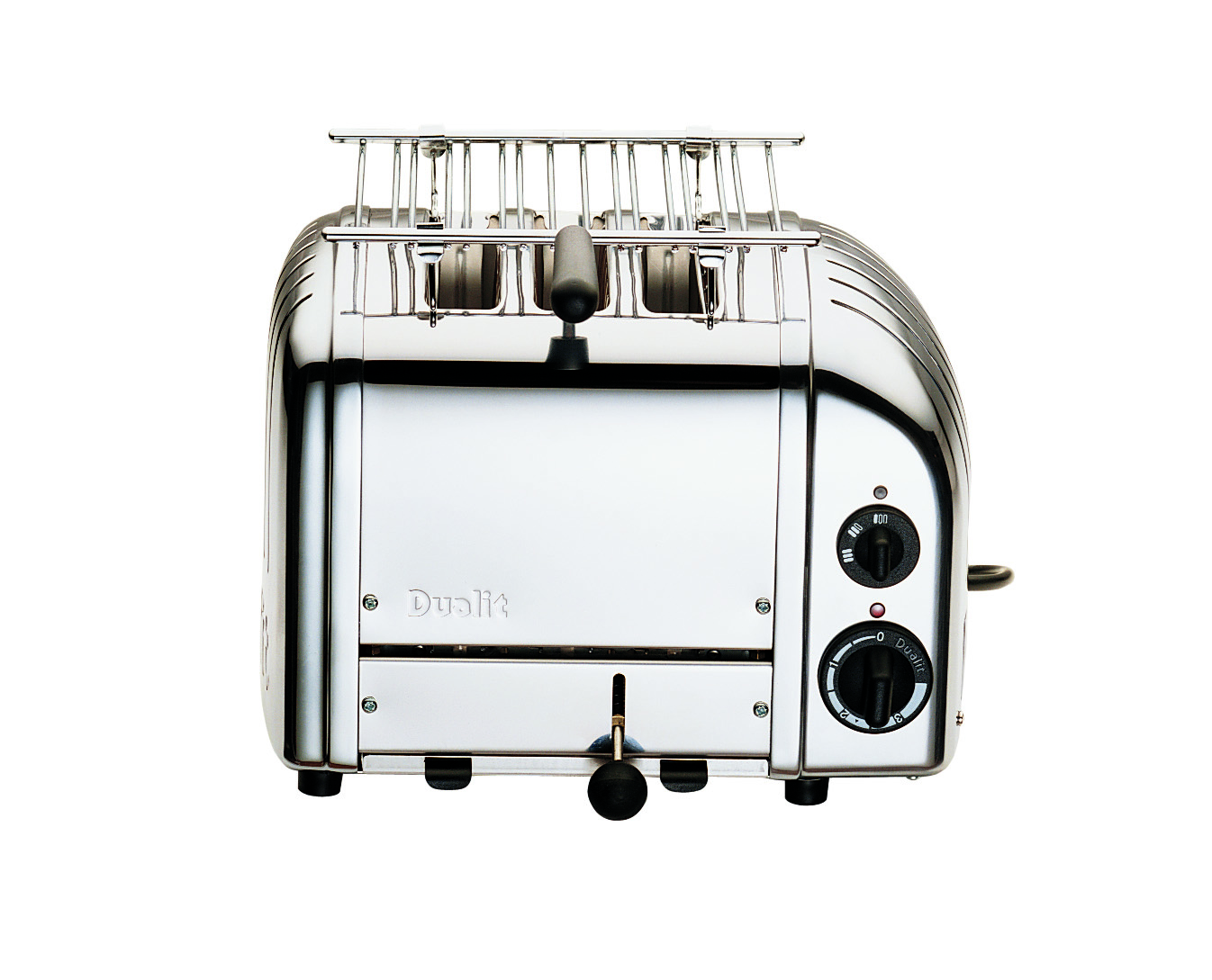 Dualit Classic Toaster 3 Scheiben Aluminium Poliert inkl. Sandwichzange und Brötchenaufsatz 