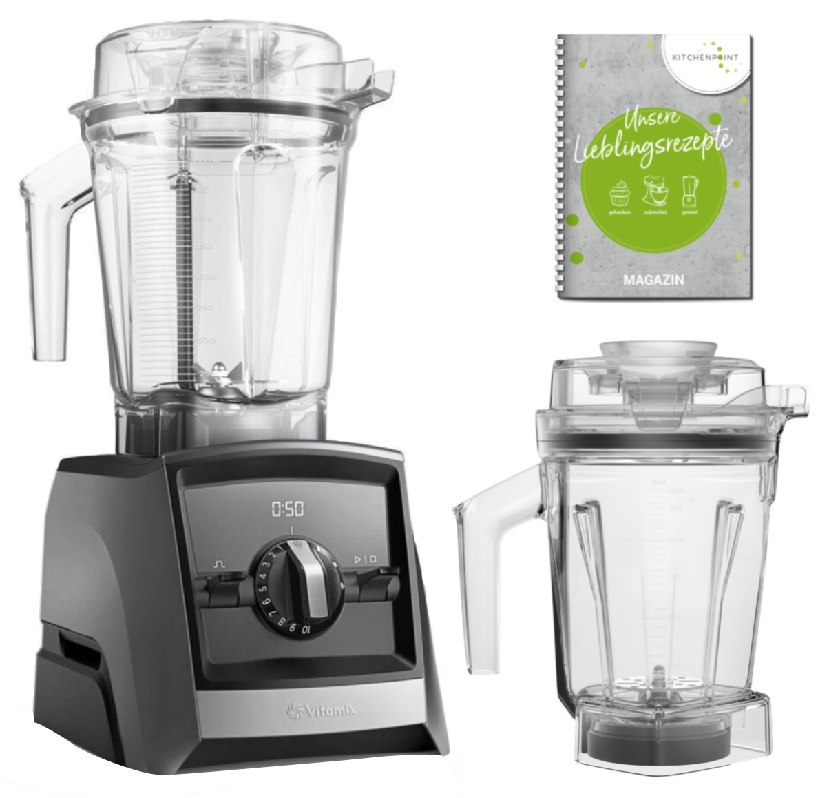 Vitamix ASCENT Mixer A2500i Aer Disc Behälter Set - Schiefer Grau - Kitchenpoint.de
