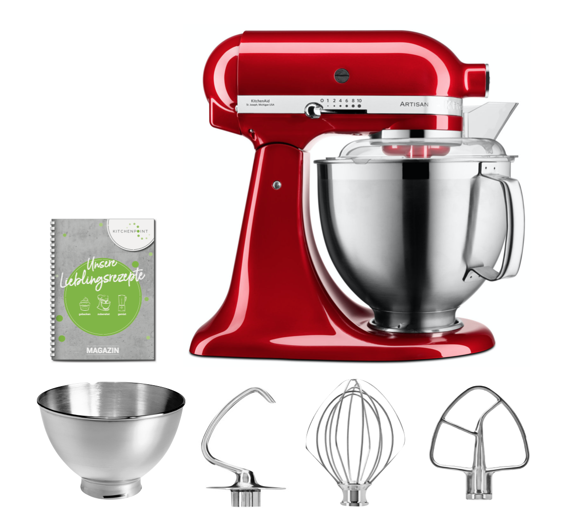 KitchenAid BLACK SALE Set - Candy Apple Küchenmaschine 5KSM185 KitchenAid BLACK SALE Set - Candy Apple Küchenmaschine 5KSM185
