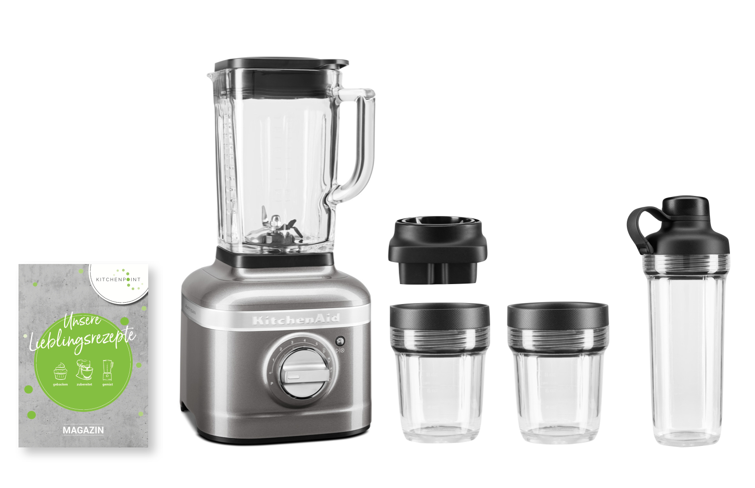 KitchenAid K400 Blender Smoothie Set Medallion Silber KitchenAid K400 Blender Smoothie Set Medallion Silber