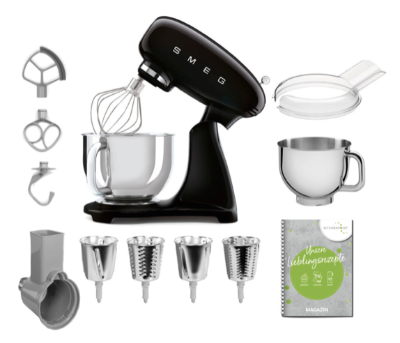 SMEG Küchenmaschine SMF05 Vollfarbe - Gemüse Mega Set Schwarz