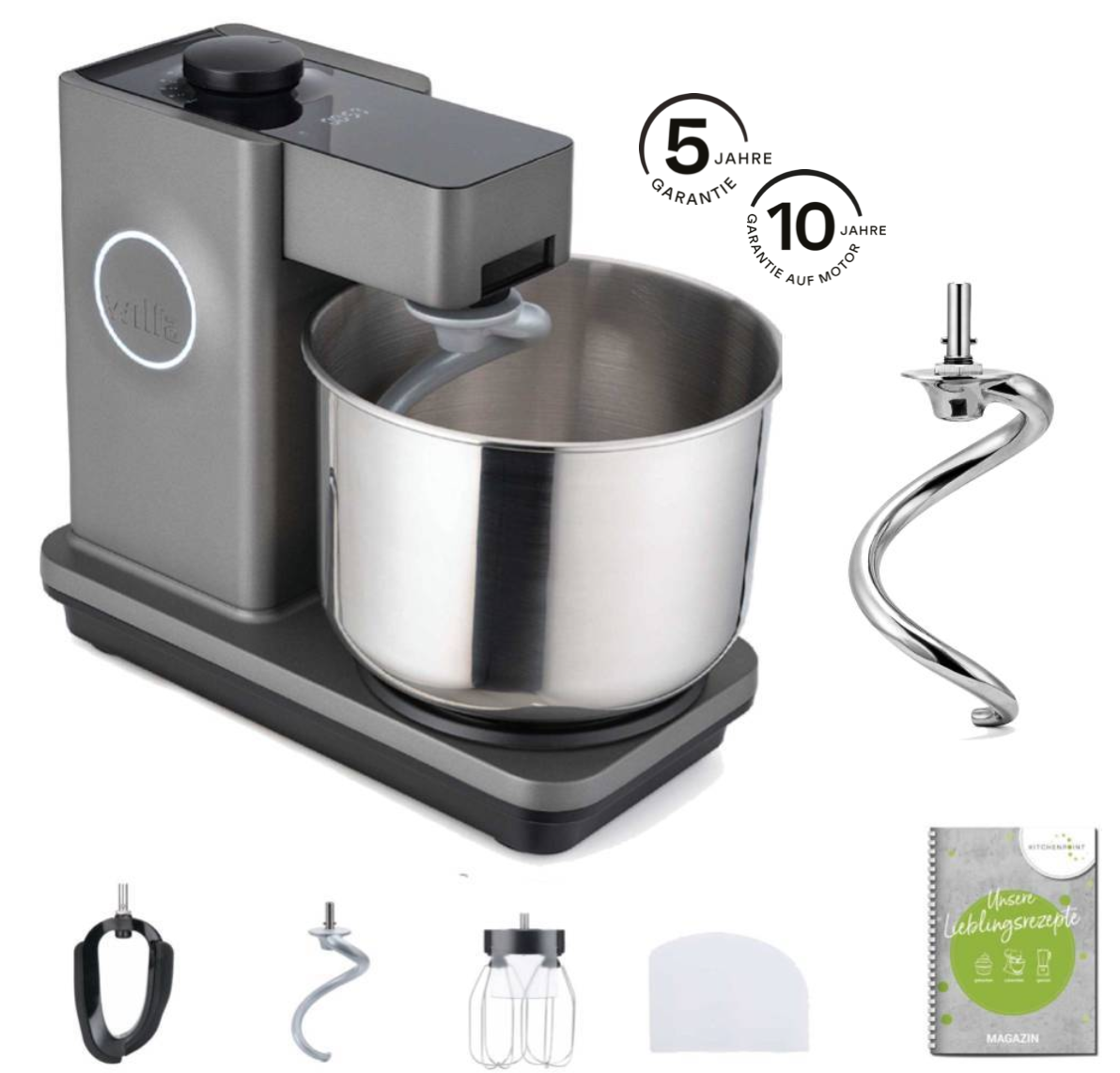 Wilfa Küchenmaschine Probaker Timer grau - Knethaken Set