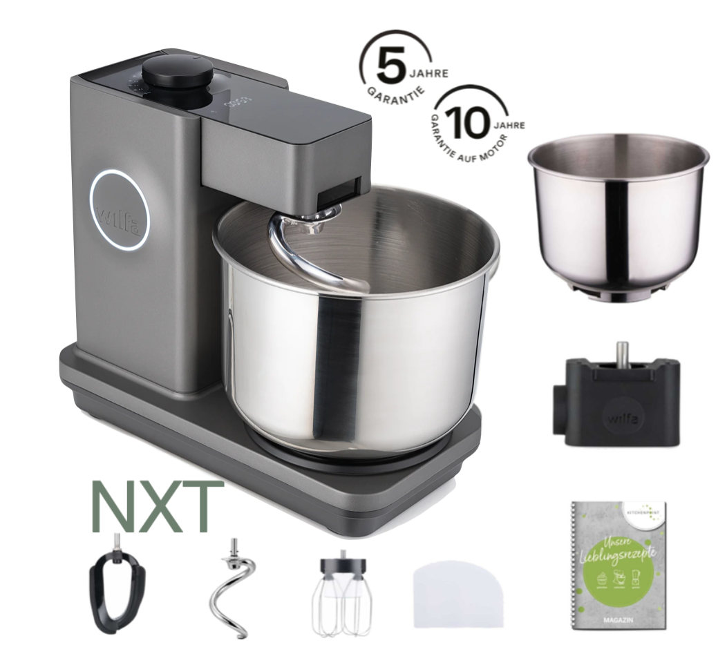 Wilfa Küchenmaschine PROBAKER NXT, Grau - Schüssel Set inkl. Adapter